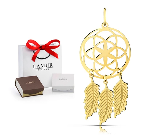 Złota zawieszka 585 - łapacz snów