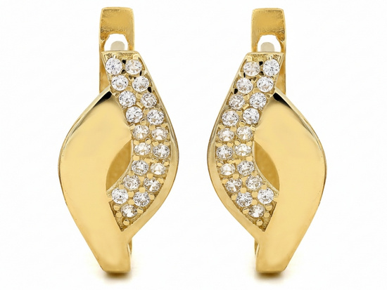 Złote kolczyki delikatne angielskie z cyrkoniami