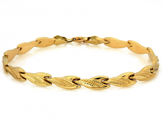 Bransoletka złota satynowana i diamentowana