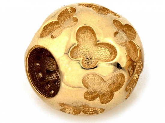 Złota kulka ażurowy charms do bransoletki w motylki