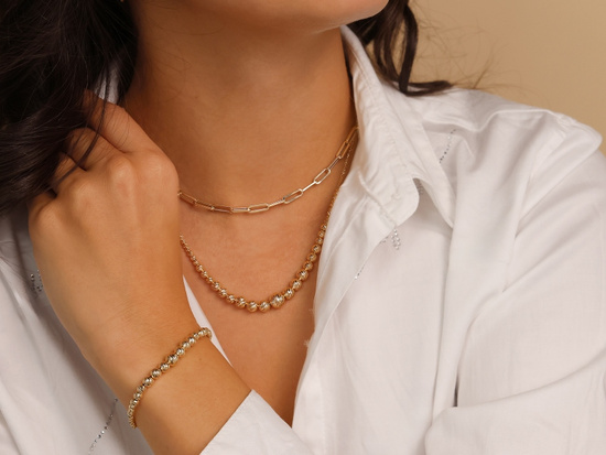 Bransoletka złota z frezowanych kulek