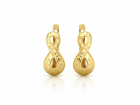 Kolczyki złote nieskończoności bezpieczne zapięcie