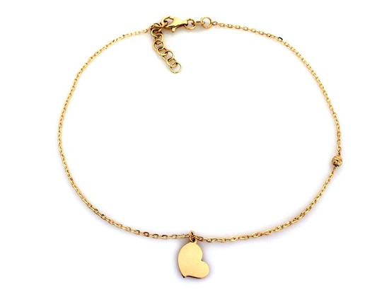 Złota bransoletka na nogę z wiszącym sercem