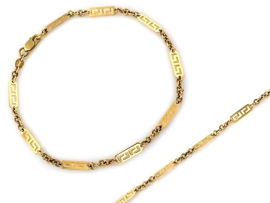 Bransoletka złota elementy z greckim wzorem