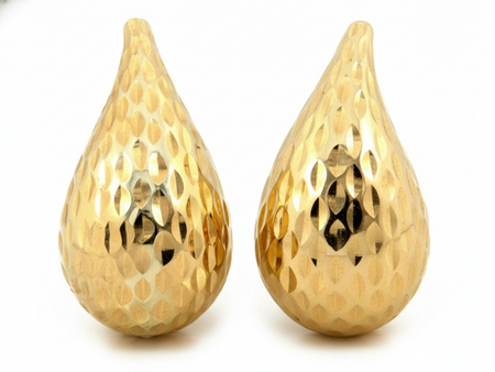 Kolczyki złote modne dmuchane krople na sztyfcie błyszczące