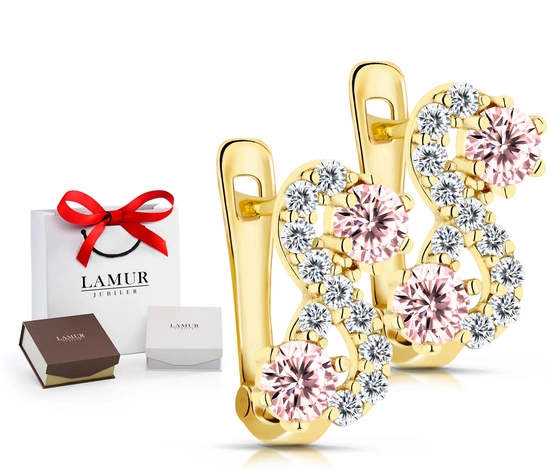 Złote kolczyki 585 z cyrkoniami - nieskończoność