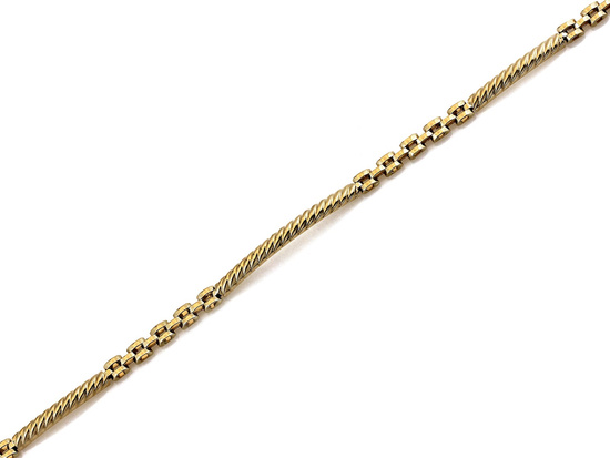 Złota bransoletka sztywne wstawki elementowa