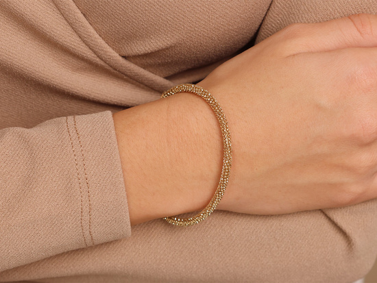 Bransoletka złota sztywna bangle z kuleczek