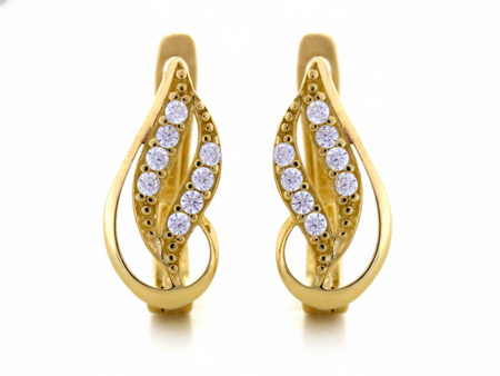 Kolczyki złote angielskie z cyrkoniami