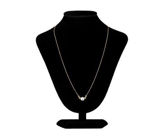 Złoty naszyjnik 585 z perłą i kuleczkami