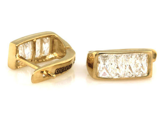 Złote kolczyki delikatne wysadzane cyrkoniami