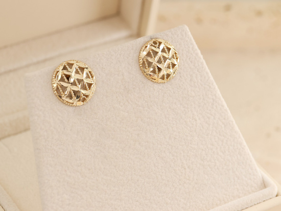 Kolczyki złote okrągłe ażurowe na sztyfcie