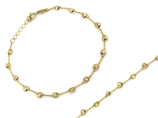 Delikatna złota bransoletka łańcuszkowa z kuleczkami