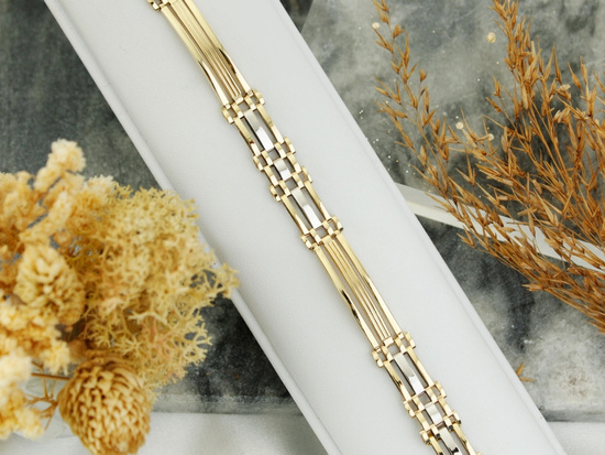 Złota bransoletka męska sztywne elementy