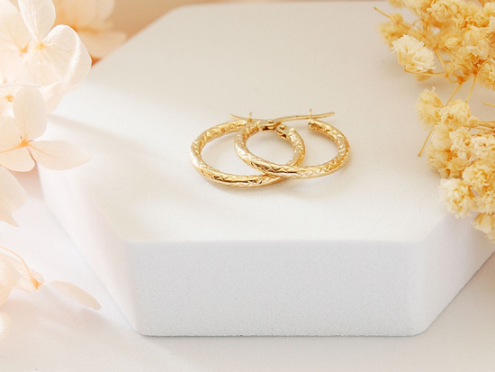 Kolczyki złote błyszczące kółka 20mm