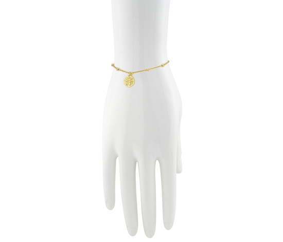 Złota bransoletka 925 drzewko szczęścia z kuleczkami - 17 - 20 cm