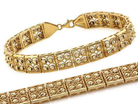 Złota bransoletka z kwadratowych ruchomych elementów