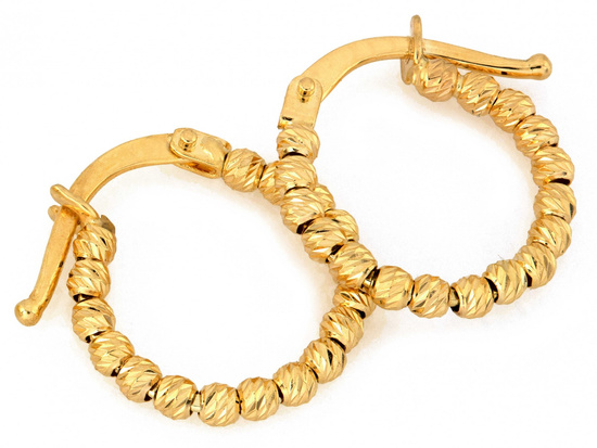 Kolczyki złote kółka z kulek 15mm