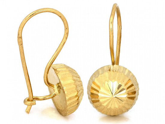 Kolczyki złote półkule na biglu diamentowane