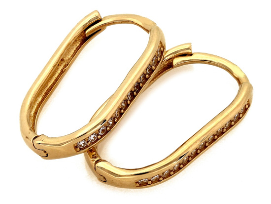 Kolczyki złote owalne z cyrkoniami eleganckie dyskretne