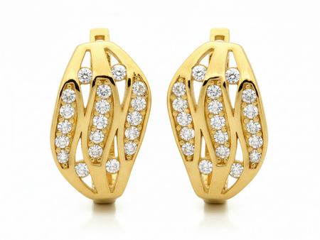 Kolczyki złote z cyrkoniami subtelne angielskie zapięcie