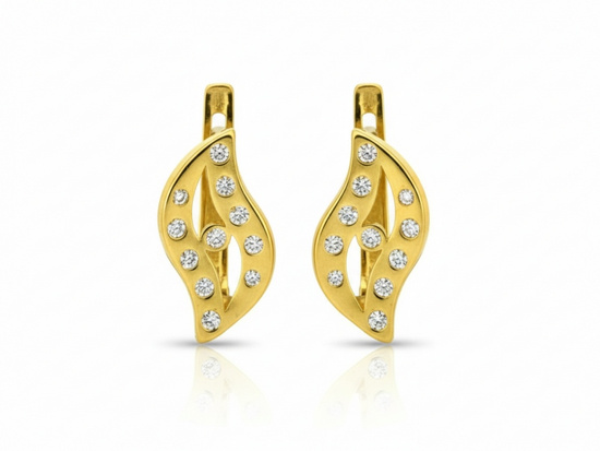 Złote kolczyki z cyrkoniami angielskie zapięcie