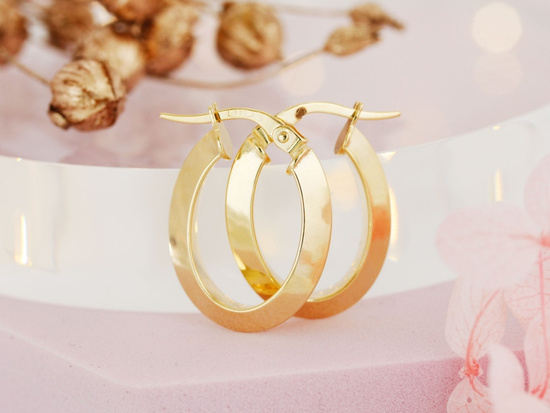 Kolczyki złote duże owalne koła modne