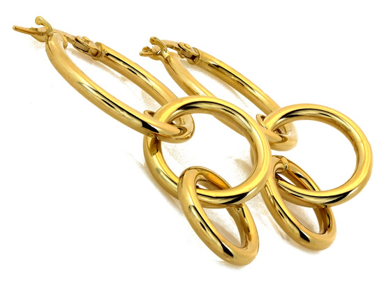 Kolczyki złote wiszące z kółek