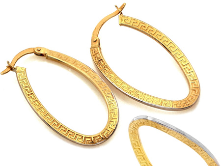 Owalne kolczyki zdobione z wzorem greckim angielskie