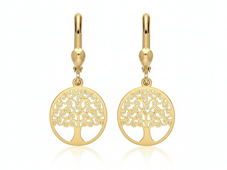 Kolczyki złote wiszące drzewko szczęścia