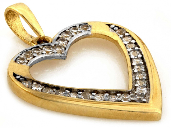 Złota zawieszka z cyrkoniami serce na walentynki