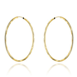 Złote kolczyki 585 koła 40 mm, diamentowane szarniry