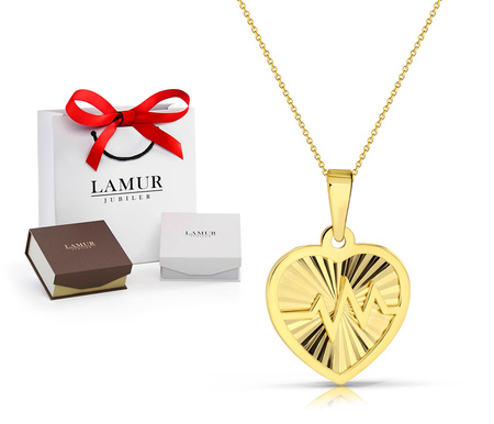 Złoty naszyjnik 585 - serce, bicie serca, linia życia