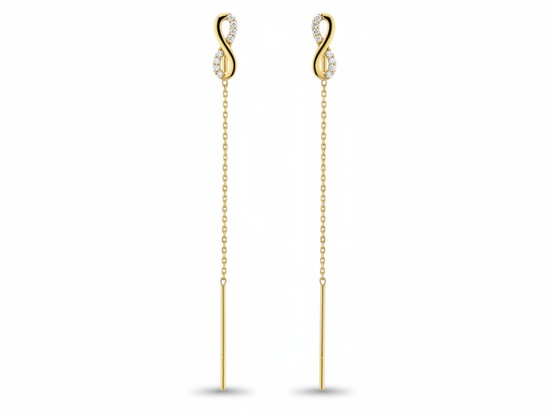 Kolczyki złote przeciągane z nieskończonością