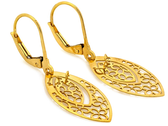 Złote kolczyki długie wiszące ażurowe idealne dla Mamy