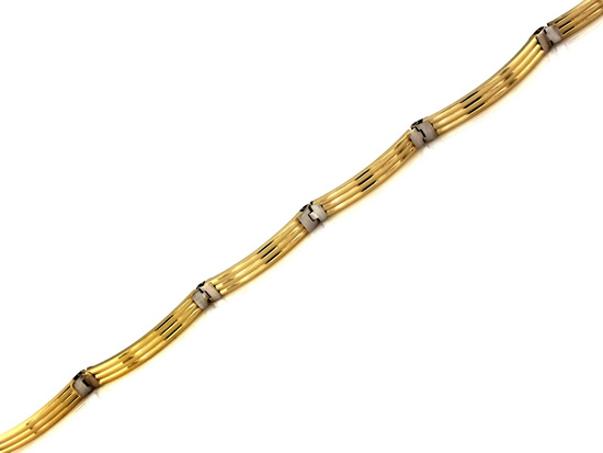 Złota bransoleta dwukolorowe elementy męska