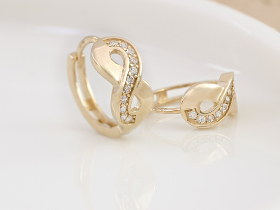 Kolczyki złote angielskie z nieskończonością