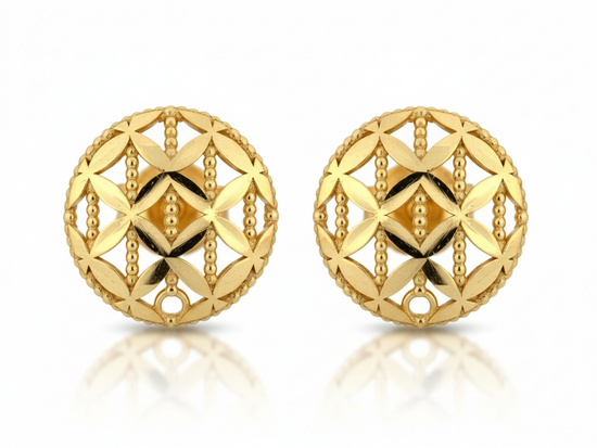 Kolczyki złote okrągłe ażurowe na sztyfcie