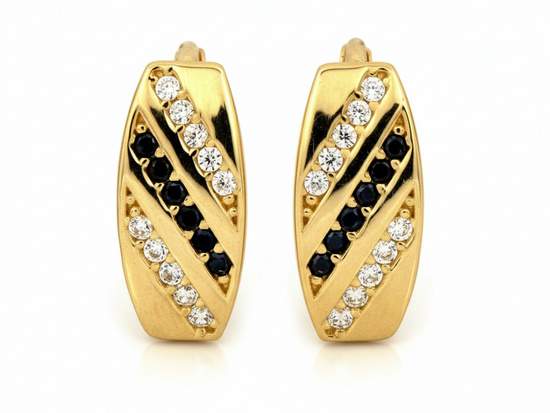 Złote kolczyki klasyczne eleganckie z cyrkoniami do każdej stylizacji