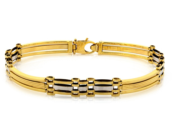 Złota bransoletka męska sztywne elementy