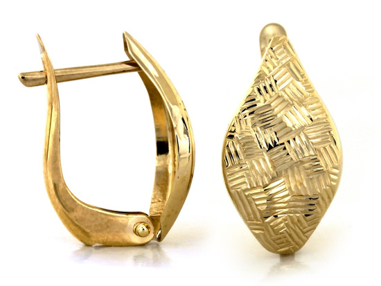 Kolczyki złote angielskie ozdobne frezowanie 