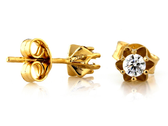 Kolczyki złote z cyrkonią na sztyfcie