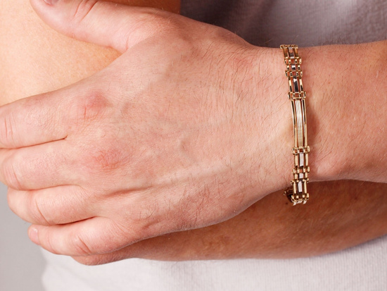 Złota bransoletka męska sztywne elementy