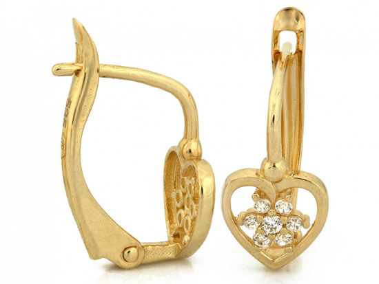 Kolczyki złote angielskie z sercem