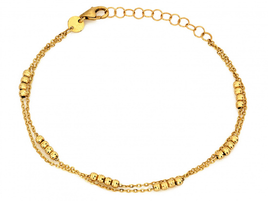 Bransoletka złota podwójna łańcuszkowa z kulkami