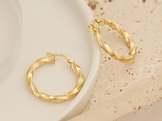 Kolczyki złote koła grube skręcone 27mm