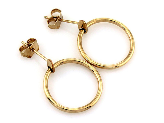 Kolczyki złote ruchome koła zapinane na sztyft