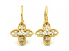 Kolczyki złote angielskie z kwiatkiem z cyrkoniami