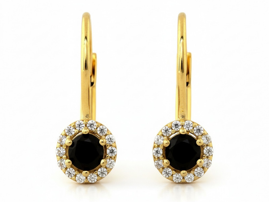 Kolczyki dla dziewczynki z cyrkoniami z czarnym oczkiem