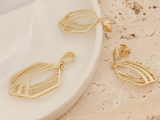 Zawieszka złota duża ażurowa geometryczna